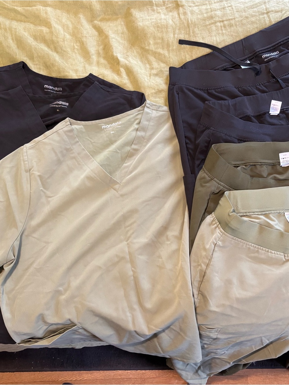 Mandala Women's Scrubs Bundle - 3 Scrub Tops and 4 Joggers